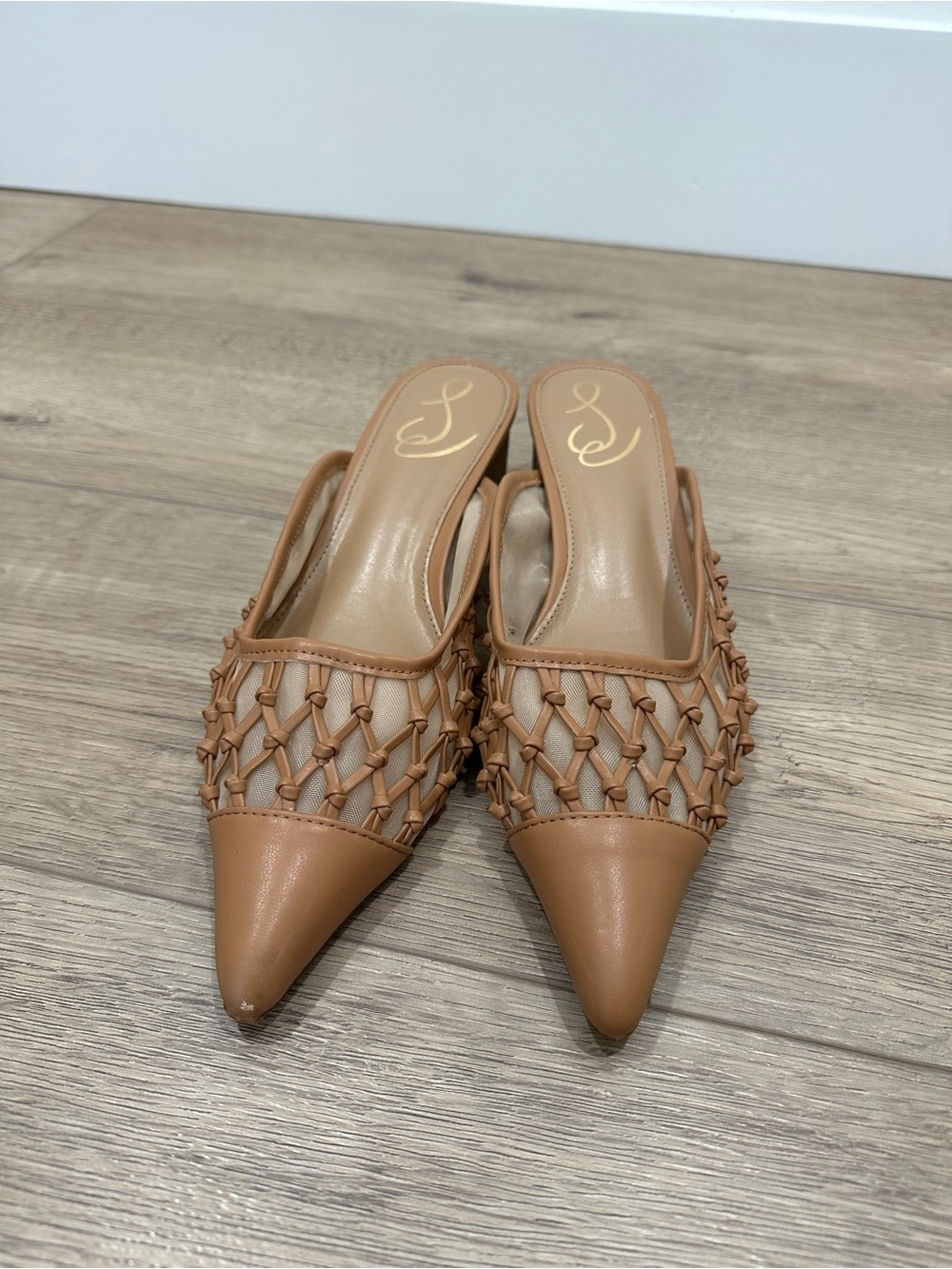 Sam Edelman Snyder Mule from Anthropologie Tan Woven Pointed-Toe 7.5 slip on